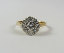 Diamond cluster ring hallmarked 18ct Condition Report <a href='//www.