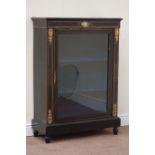 Victorian ebonised pier cabinet, enclosed by single glazed door,