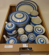 TG Green Cornishware including two tureens, tea and coffee pot, lidded storage jars, flour caster,