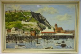 'Scarborough' oil on board by Don Micklethwaite signed lower right,