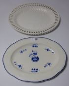 Caughley late 18th Century oval dish with shaped border in the Carnation pattern and a 18th/19th