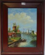 Dutch River scene, oil on canvas unsigned,