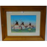 Summer Camp, Native American (Navajo) acrylic painting by Johnny Yazzie,