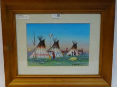 Summer Camp, Native American (Navajo) acrylic painting by Johnny Yazzie,