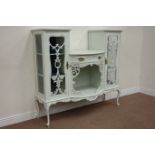 Late Victorian Empire painted bow front cabinet with drop down centre,