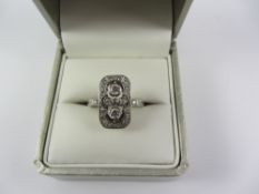 Diamond white gold Art Deco style ring hallmarked 18ct Condition Report <a