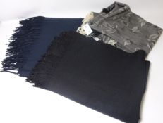 Clothing and Accessories - Roland Klein silk and wool black and cream shawl,