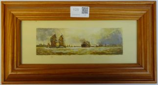 Shipping in the Thames Estuary, early 20th century watercolour signed by H.