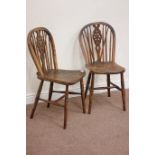 Pair 19th century country elm and beech wheel back chairs Condition Report <a