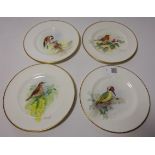 Set of four Royal Worcester plates hand-painted and signed by W.