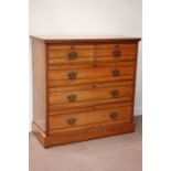 Edwardian walnut chest fitted with two short and three long drawers, W118cm, H118cm,