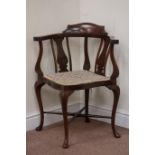 Edwardian inlaid mahogany corner chair and Edwardian inlaid mahogany bedroom chair