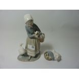 Lladro figure of a lady with geese,
