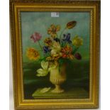 Still life Mixed Flowers in Vase, oil on canvas by Kathleen O'Hare signed and dated '51 lower right,