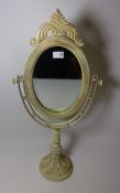 French style metal and wood oval dressing table mirror fitted with bevelled glass,