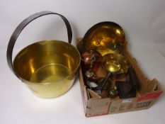 Brass jam pan, another brass pan,