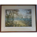 Woodland with pheasants limited edition print by Neil Spilman signed in pencil no.