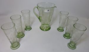 1930s etched glass lemonade set Condition Report <a href='//www.davidduggleby.