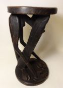 West African carved tribal stool, H49.5cm Condition Report <a href='//www.