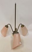 Vintage three branch centre light fitting with glass shades Condition Report