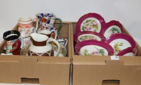 Early 20th Century hand painted dessert service, comport and footed bowls,