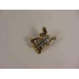 Gold frog brooch set with diamonds and emeralds stamped 375 approx 2cm Condition Report
