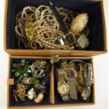 Seiko and other wristwatches and costume jewellery in one box Condition Report