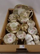 19th/ early 20th Century hand painted and gilt decorated Rockingham tea service including large tea