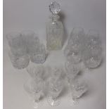 Set of six Royal Doulton cut glass small wine glasses,