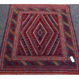 Tribal Gazak red and blue ground rug,