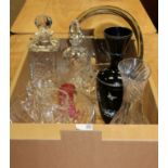 Holmegaard art glass bowl, Victorian painted glass vase, cranberry glass jug,