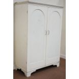 19th century painted pine kitchen larder cupboard enclosed by two panelled doors,