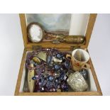 Royal Worcester miniature tyg, flint arrowheads, vintage costume jewellery,