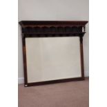 Large Edwardian inlaid rosewood overmantle mirror, carved mounts, gadroon moulded cornice,