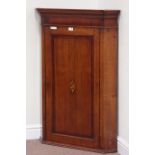 19th century oak and mahogany banded corner cabinet enclosed by single door with shell motif