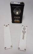 Railway Interest - Marshal's shunter lamp 'Forster Traffic Guardian Lamp' and two lever plates (3)