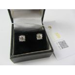 Pair of round brilliant cut diamond stud ear-rings stamped 750 approx 1.