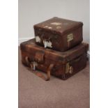 Early 20th century large leather trunk and another leather case Condition Report