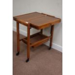 Early 20th century concertina opening tea trolley fitted with cutlery drawer, W69cm, H76cm,