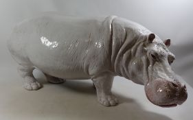Large Italian pottery hippo L.84cm approx Condition Report <a href='//www.