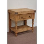 Traditional pine dresser fitted with two drawers, raised on potboard base, W108cm, H82cm,