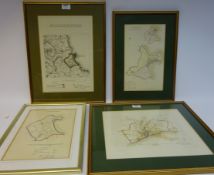 Scarborough Parliamentary Boundary Maps, three 19th century engravings 25.5cm x 24.