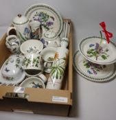 Portmeirion 'The Botanic Garden' ceramics including a tea and coffee pot, rolling pin, butter dish,