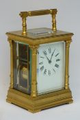 20th century brass and bevelled glass carriage clock,
