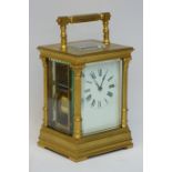 20th century brass and bevelled glass carriage clock,