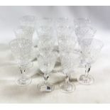 Set of eight Stuart crystal wine glasses and six matching larger glasses Condition Report