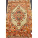 Persian Shiraz hand knotted red ground rug,