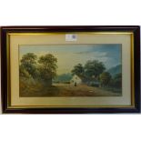 Country Lane with Cottage and Figure,