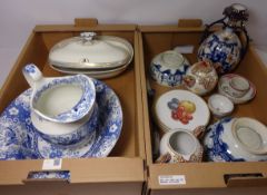 19th Century Wedgwood tureen, blue and white washbowl and jug,