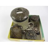 Victorian/Edwardian silver vesta, pill box, dressing table jars,